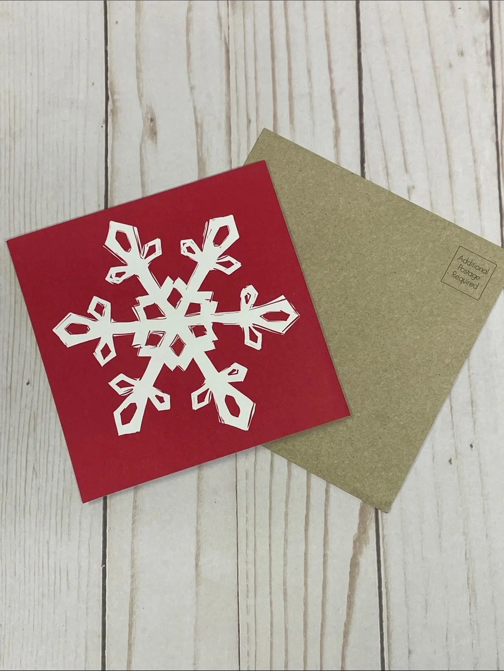 Christmas Holiday Winter Lodge Set 6 Note Card 5” Square Red White Snowflake NEW